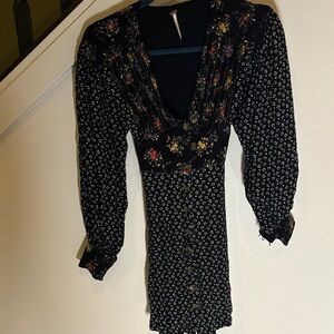 Free People Black Floral Dress